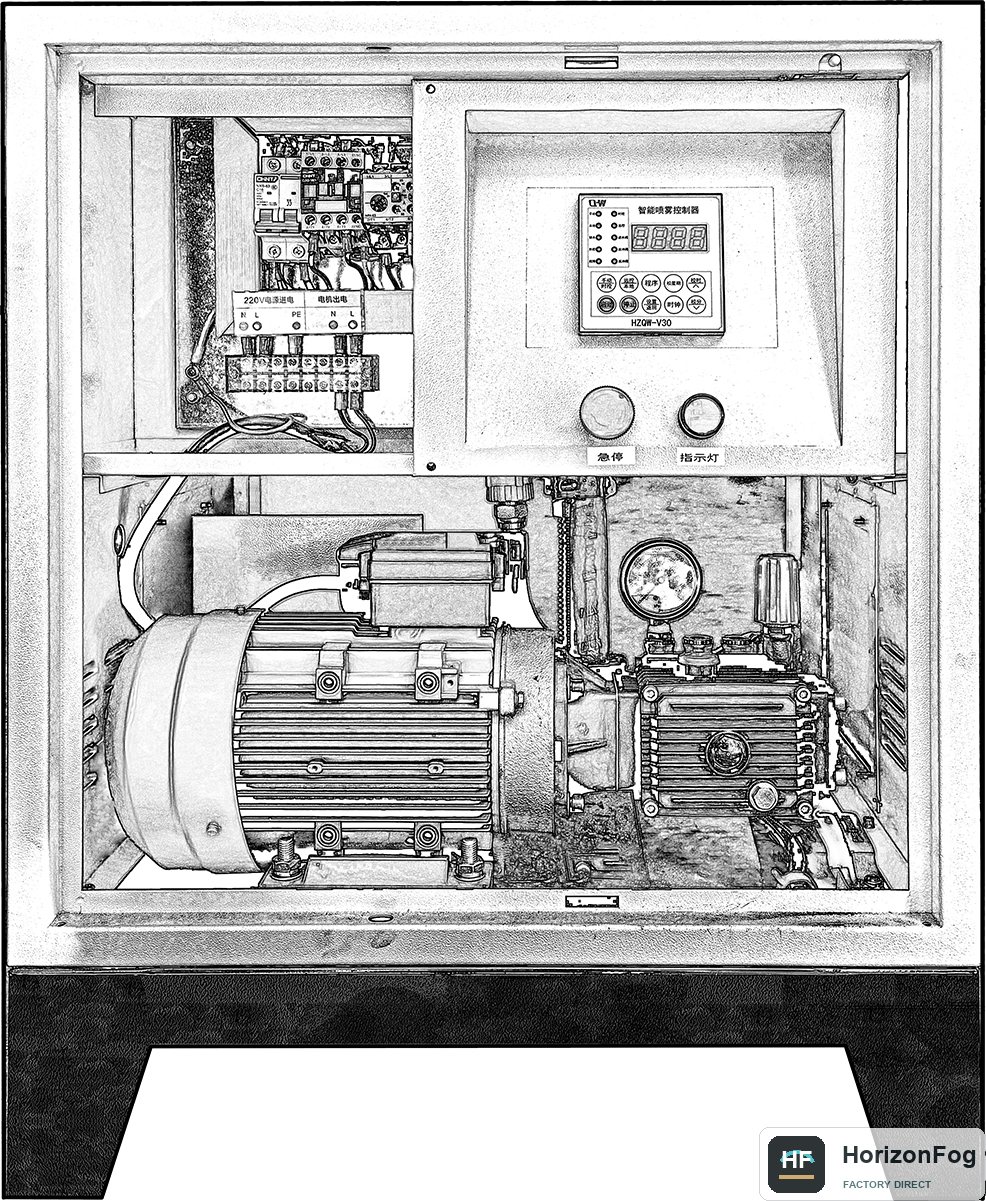 High pressure fog generator internal cabinet structure